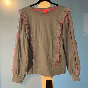 Lilly Pulitzer sweater with ruffled scalloped details, size large